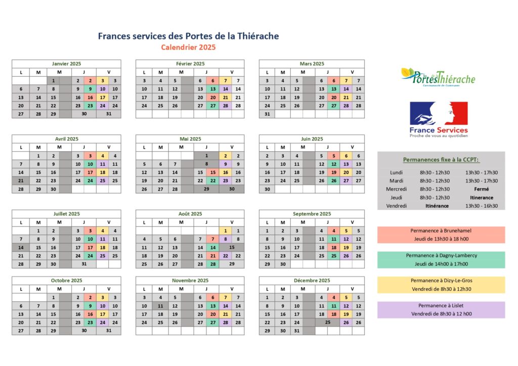 Calendrier France Service 2025