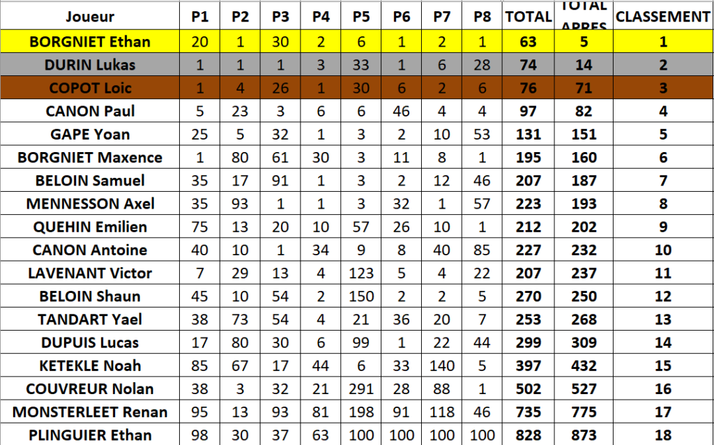 Classement final